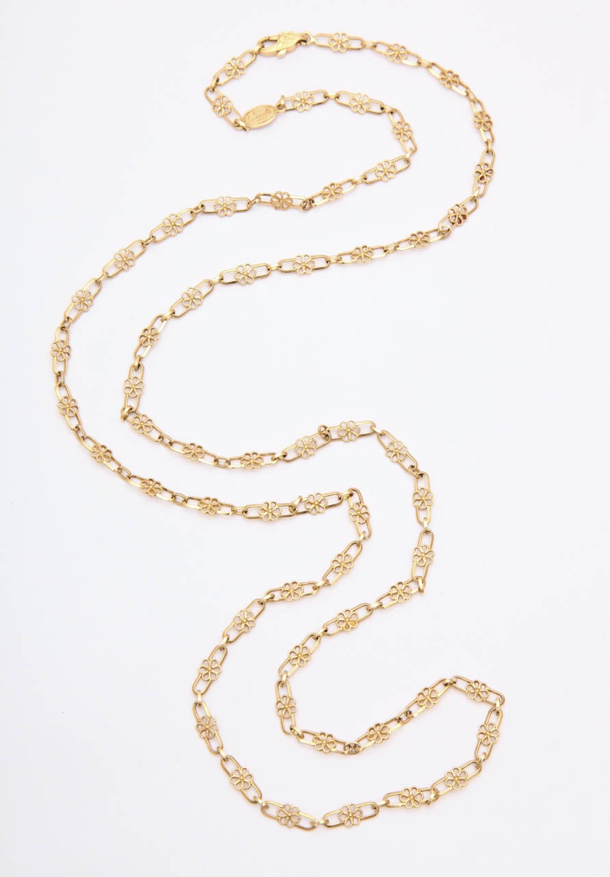 1950er Gold offenes Glied zarte Blumenkette Halskette im Zustand „Hervorragend“ in New York, NY