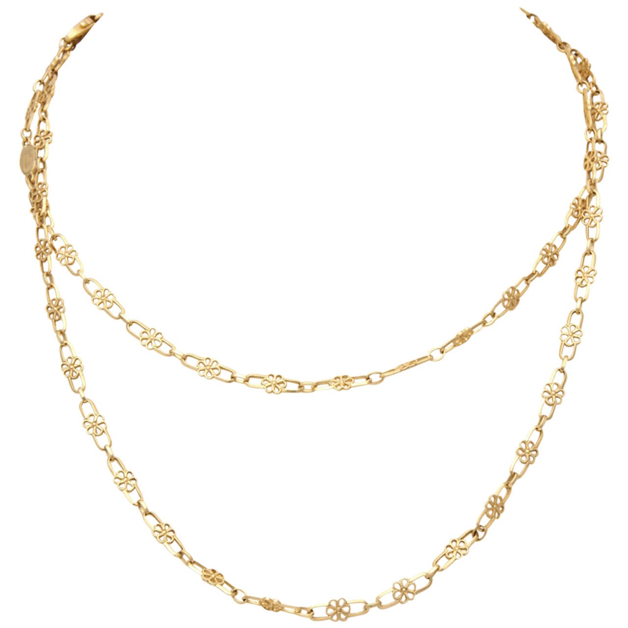 1950er Gold offenes Glied zarte Blumenkette Halskette