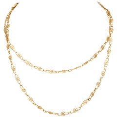 1950er Gold offenes Glied zarte Blumenkette Halskette