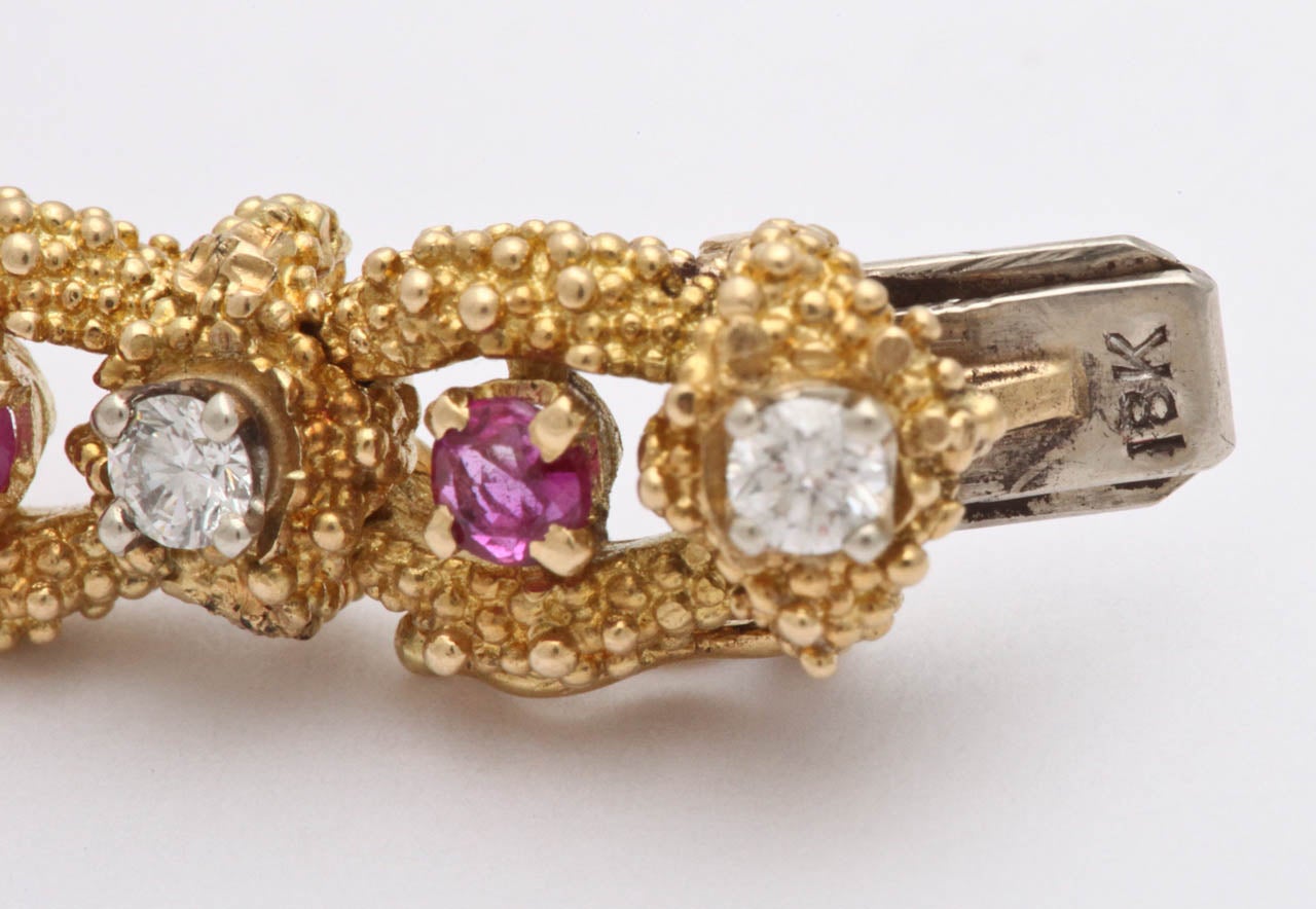 1950s Tiffany & Co. Ruby Diamond Gold Open Link Bracelet 2