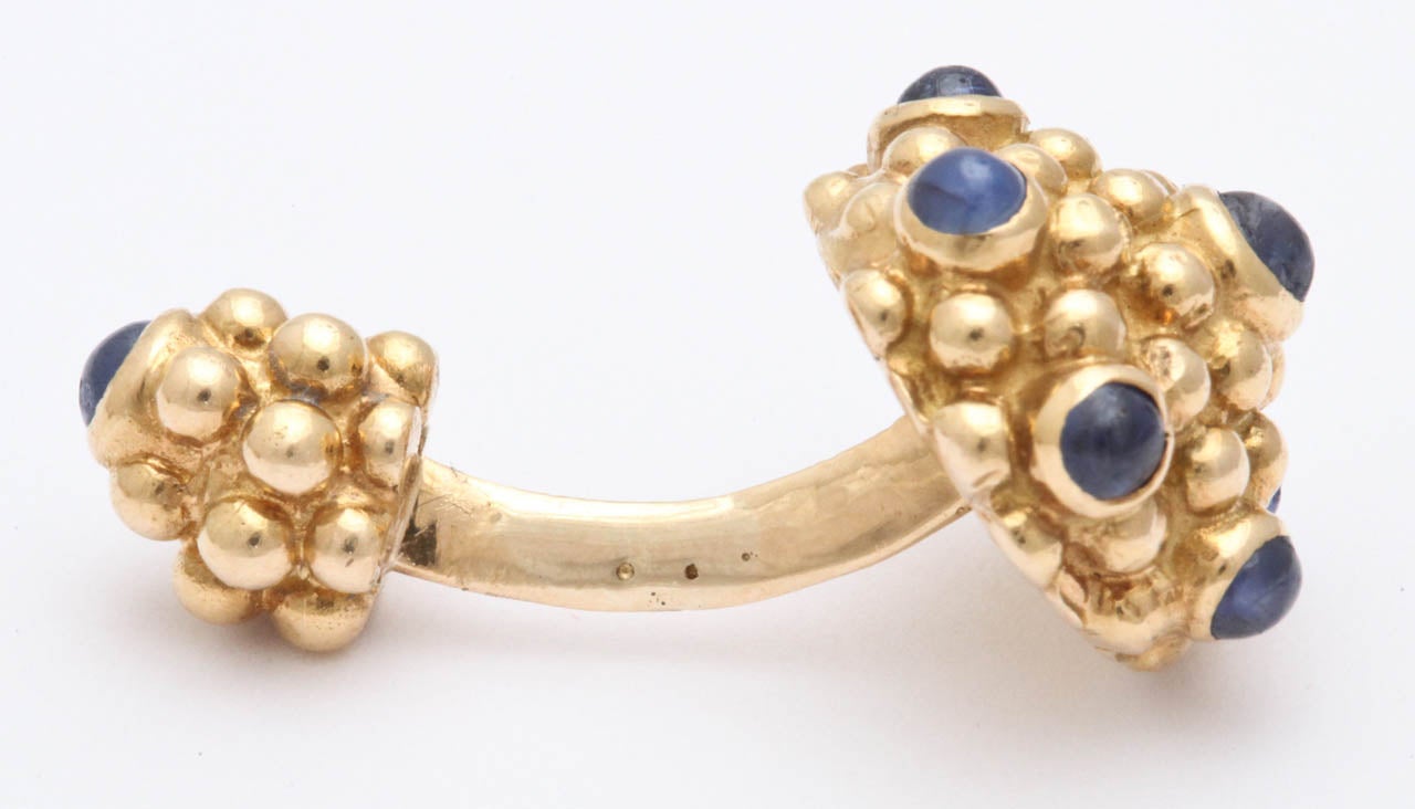 Men's 1960s Tiffany & Co. Cabochon Sapphire Gold Nugget Cufflinks