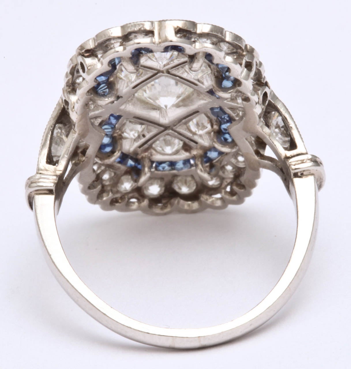 Art Deco Sapphire Diamond Dinner Ring at 1stDibs