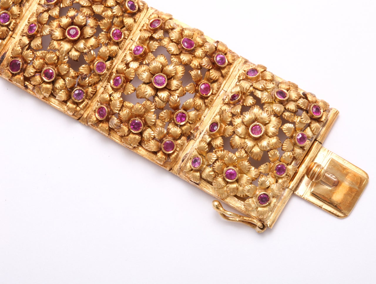 TIFFANY Ruby Gold Handmade Floral Bracelet 1