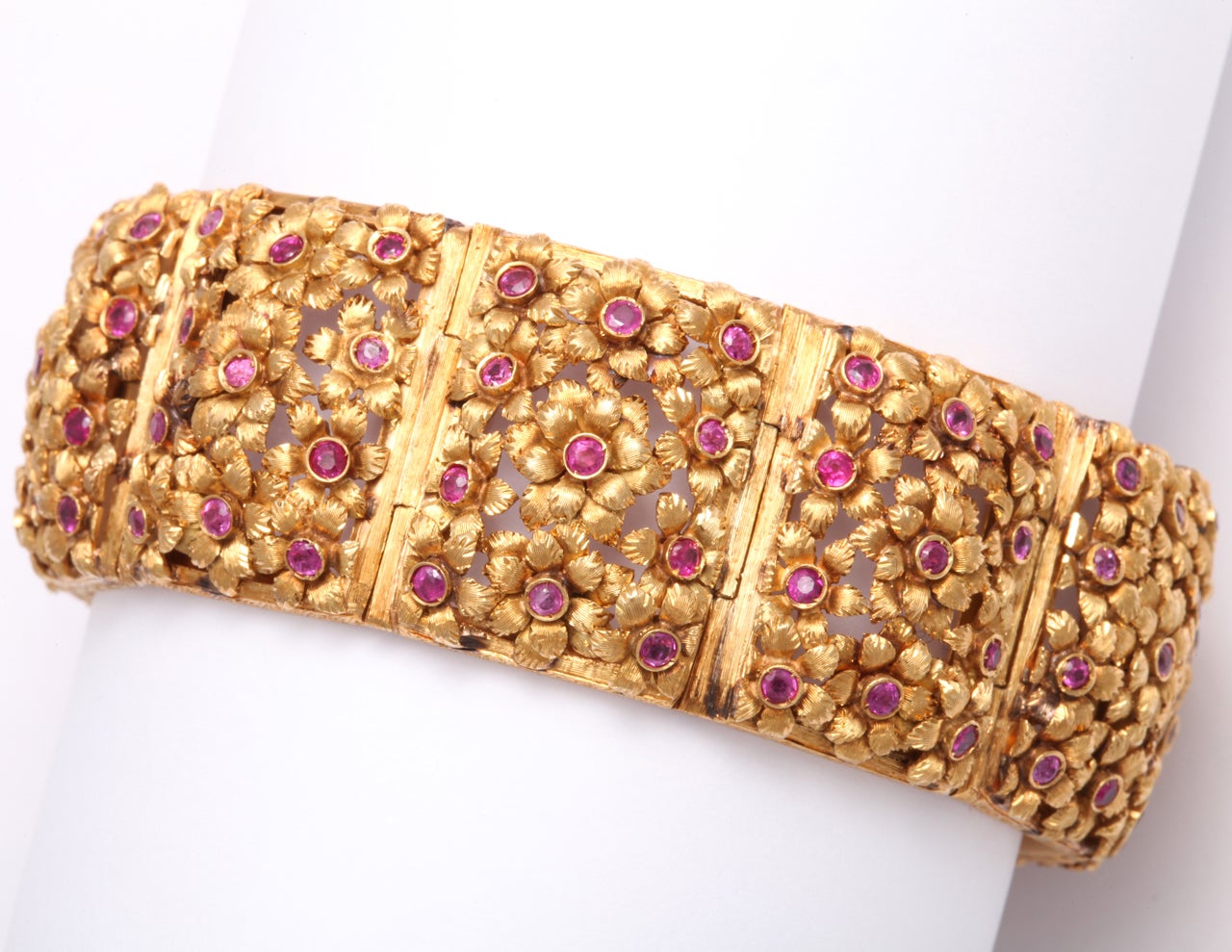 TIFFANY Ruby Gold Handmade Floral Bracelet 4