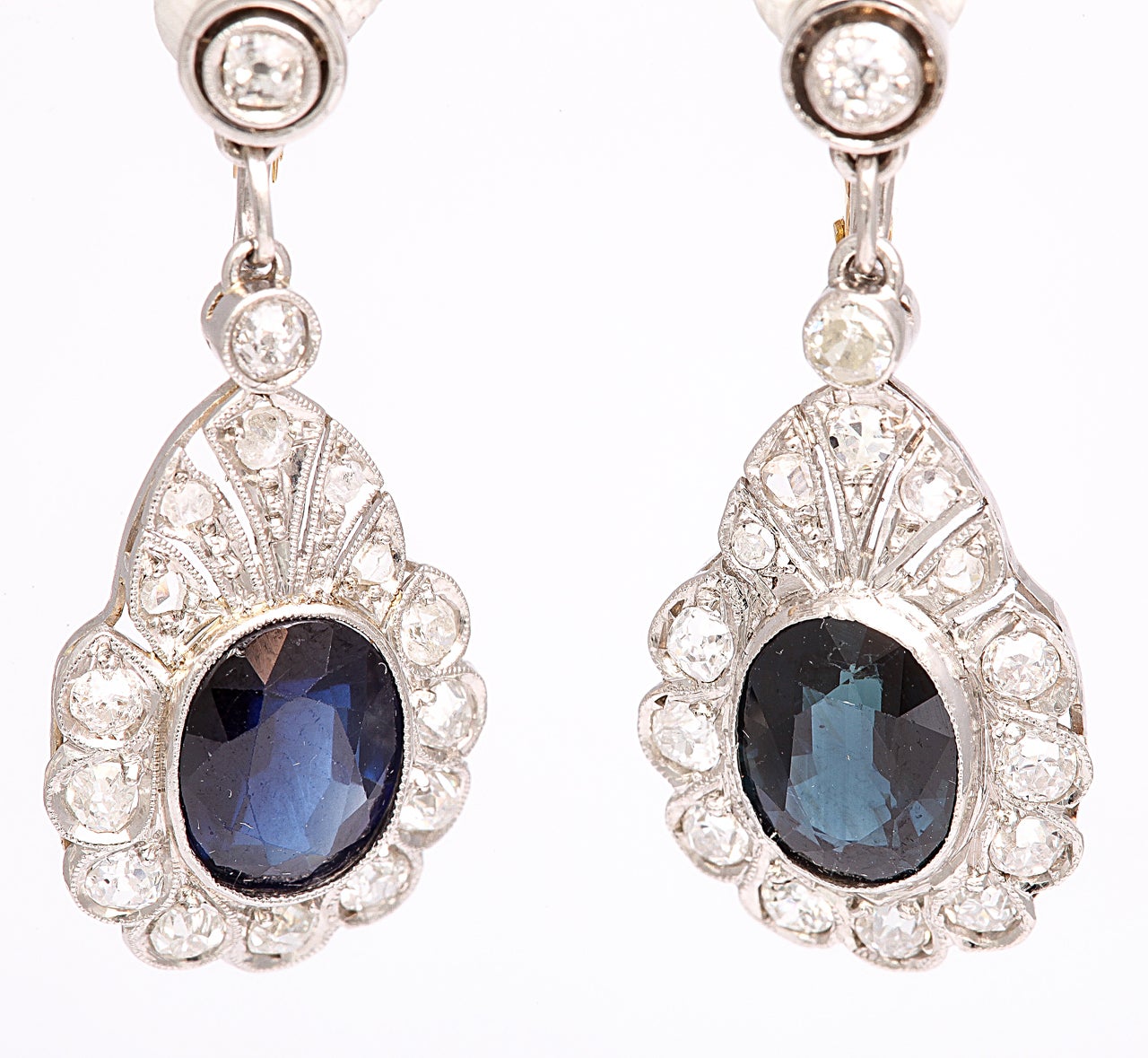 Women's Art Deco Sapphire Diamond Drop Earrings