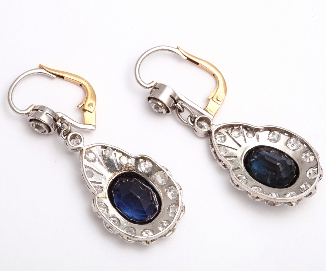 Art Deco Sapphire Diamond Drop Earrings 1