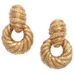 Gold Nugget Doorknocker Clip On Earrings