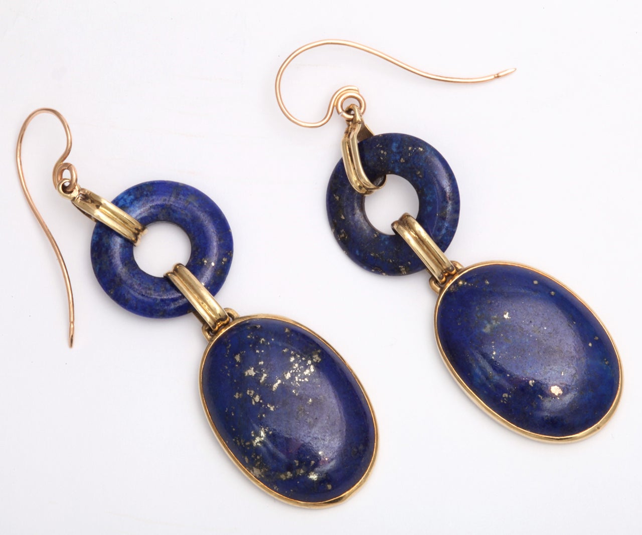 18kt yellow gold lapis lazuli hanging art deco drop earrings for pierced  ears only