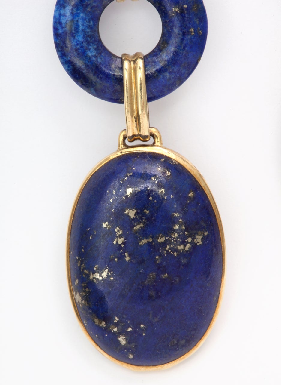 Gold Lapis Hanging Drop Earrings 1