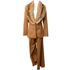 Halston Fur Trimmed Suit