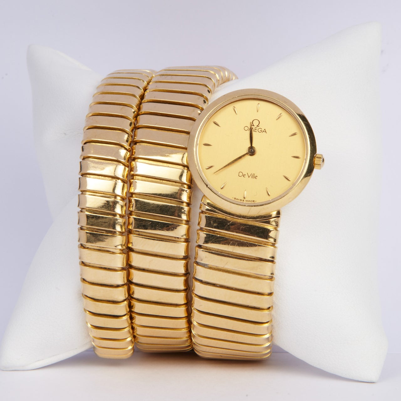 Omega lady's 18k yellow gold Tubogas DeVille bracelet watch