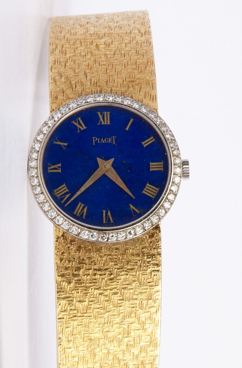 Piaget Lady's Yellow Gold, Diamond and Lapis Bracelet Watch 2