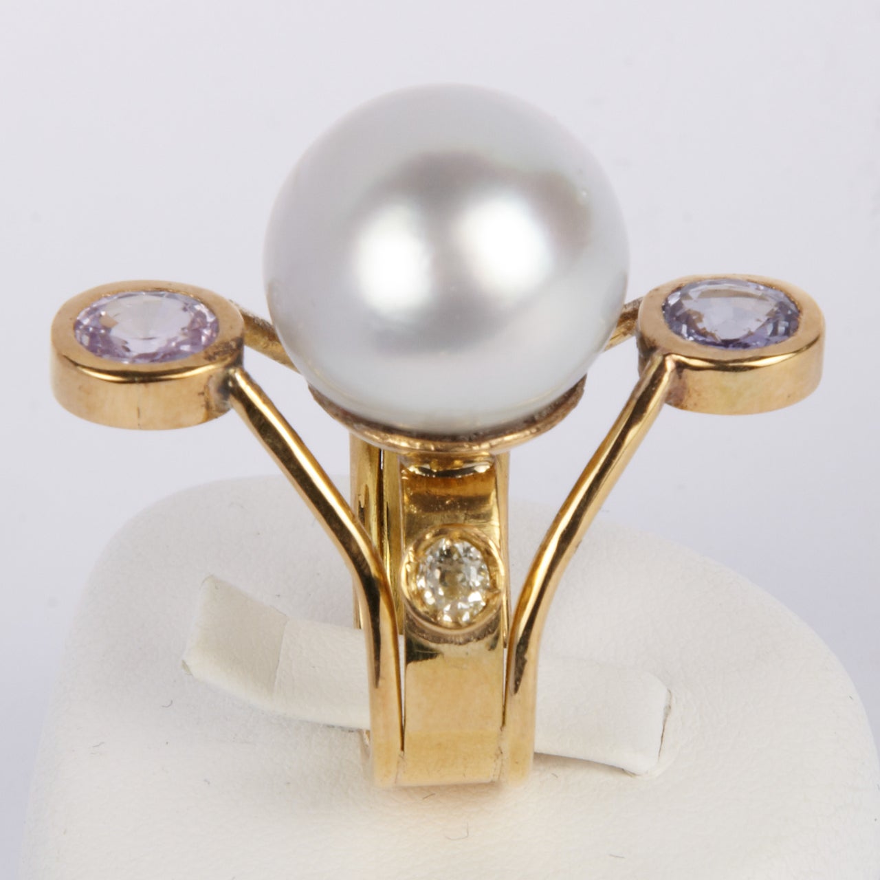 Luigi Scialanga Gold, Pearl, Diamond & Amethyst Ring