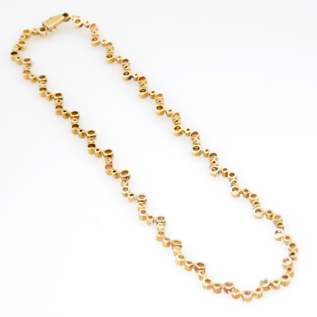 70's Diamond Geometric Bubble Gold Necklace 6