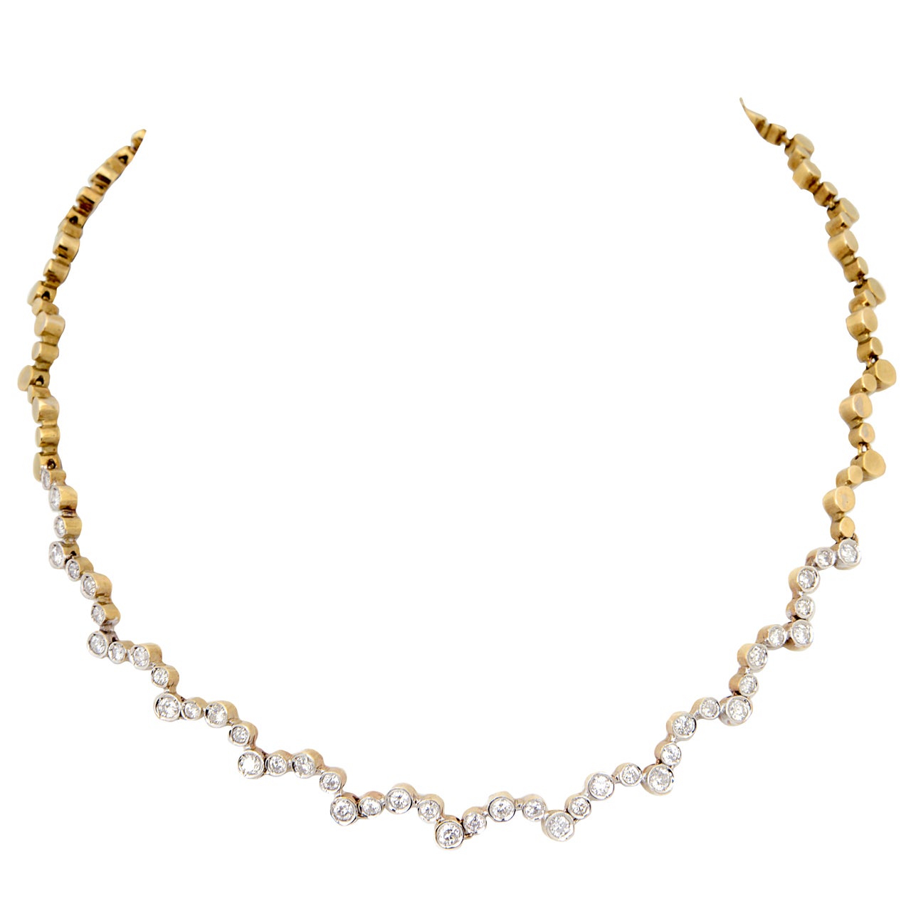 70's Diamond Geometric Bubble Gold Necklace