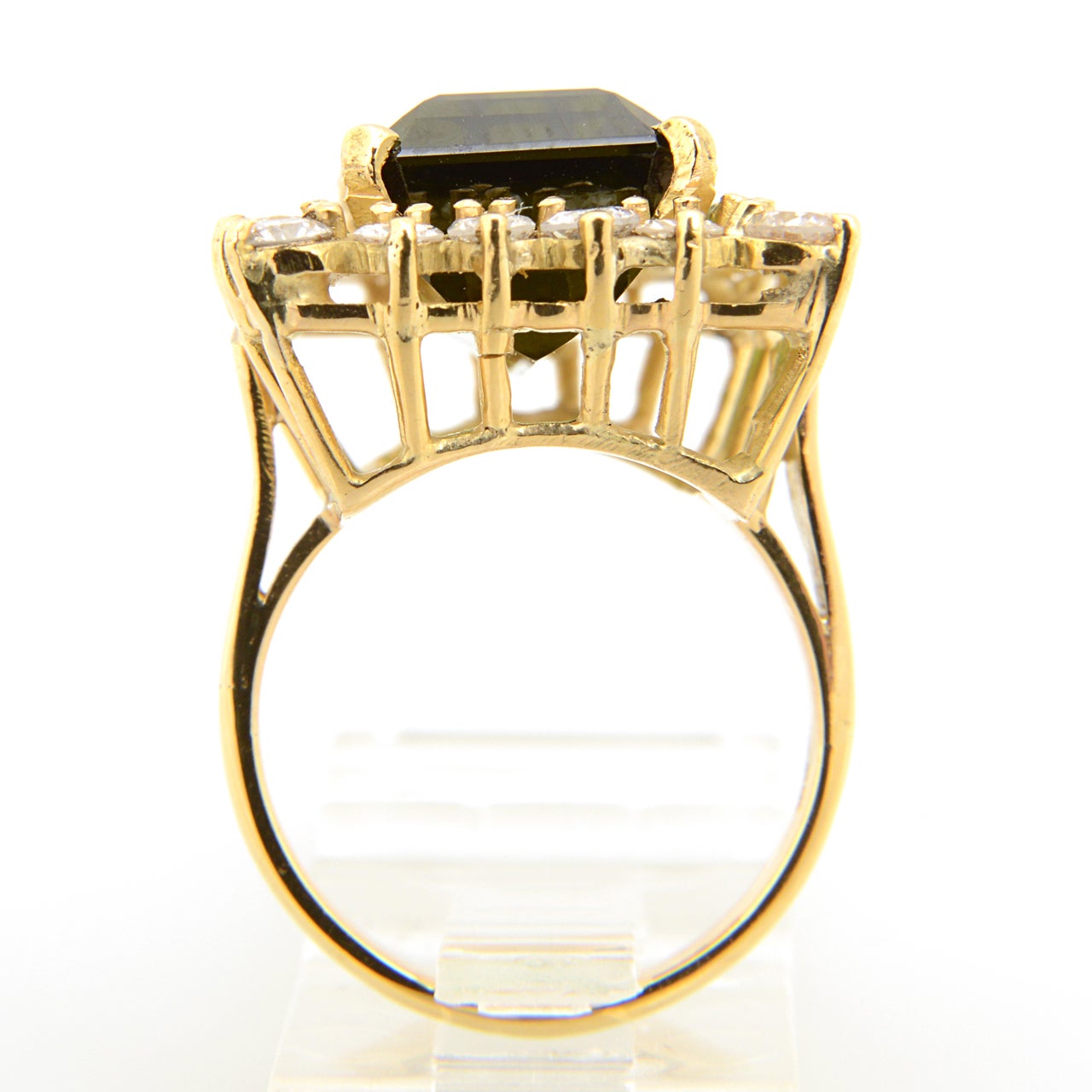 Grüner Turmalin Diamant Gold Cocktail-Ring im Angebot 3