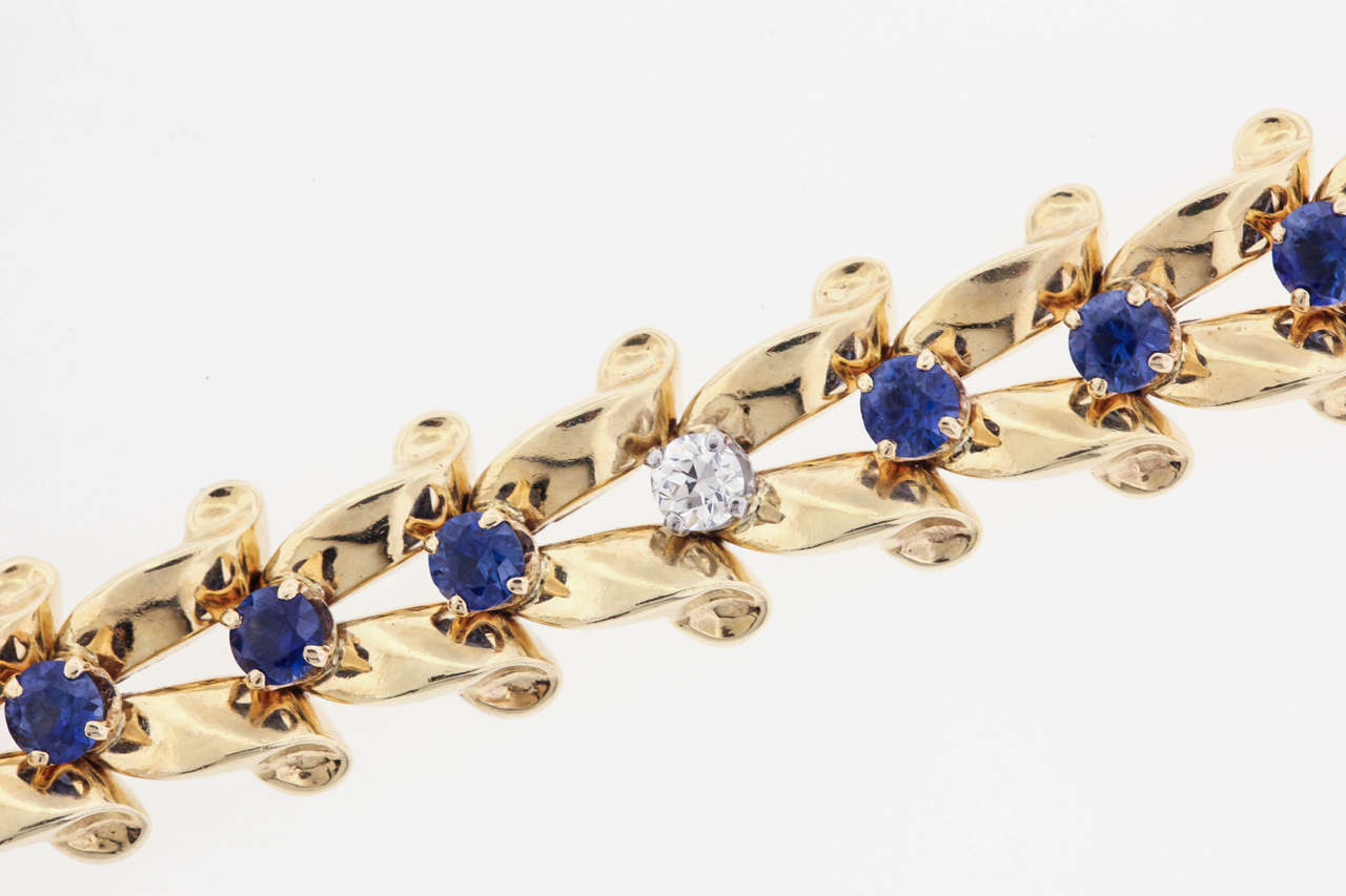 Women's Raymond Yard Sapphire Diamond Gold Ribbon-Link Bracelet