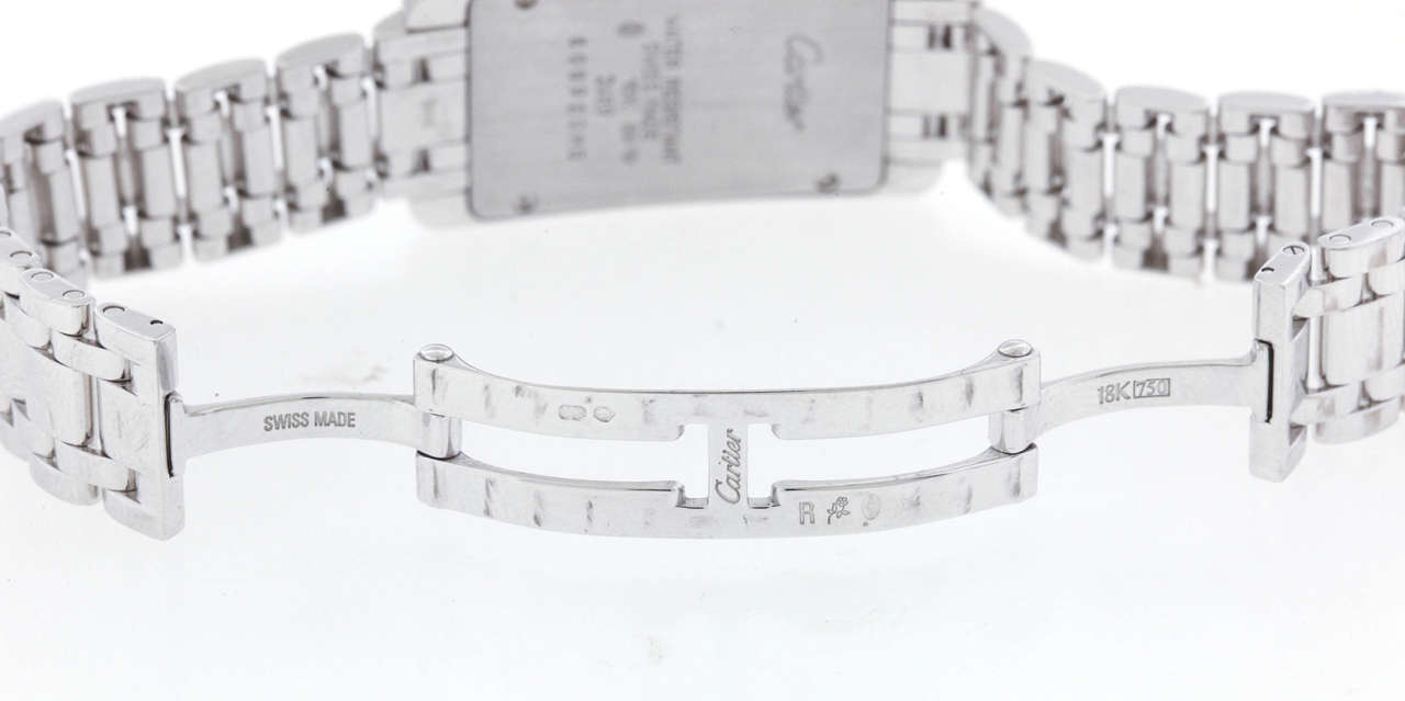 Cartier Lady's White Gold Tank Americaine Diamond Quartz Wristwatch Ref. 2489 In Excellent Condition In New York, NY