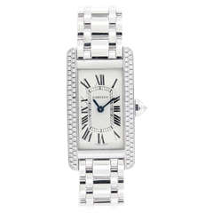 Cartier Lady's White Gold Tank Americaine Diamond Quartz Wristwatch Ref. 2489