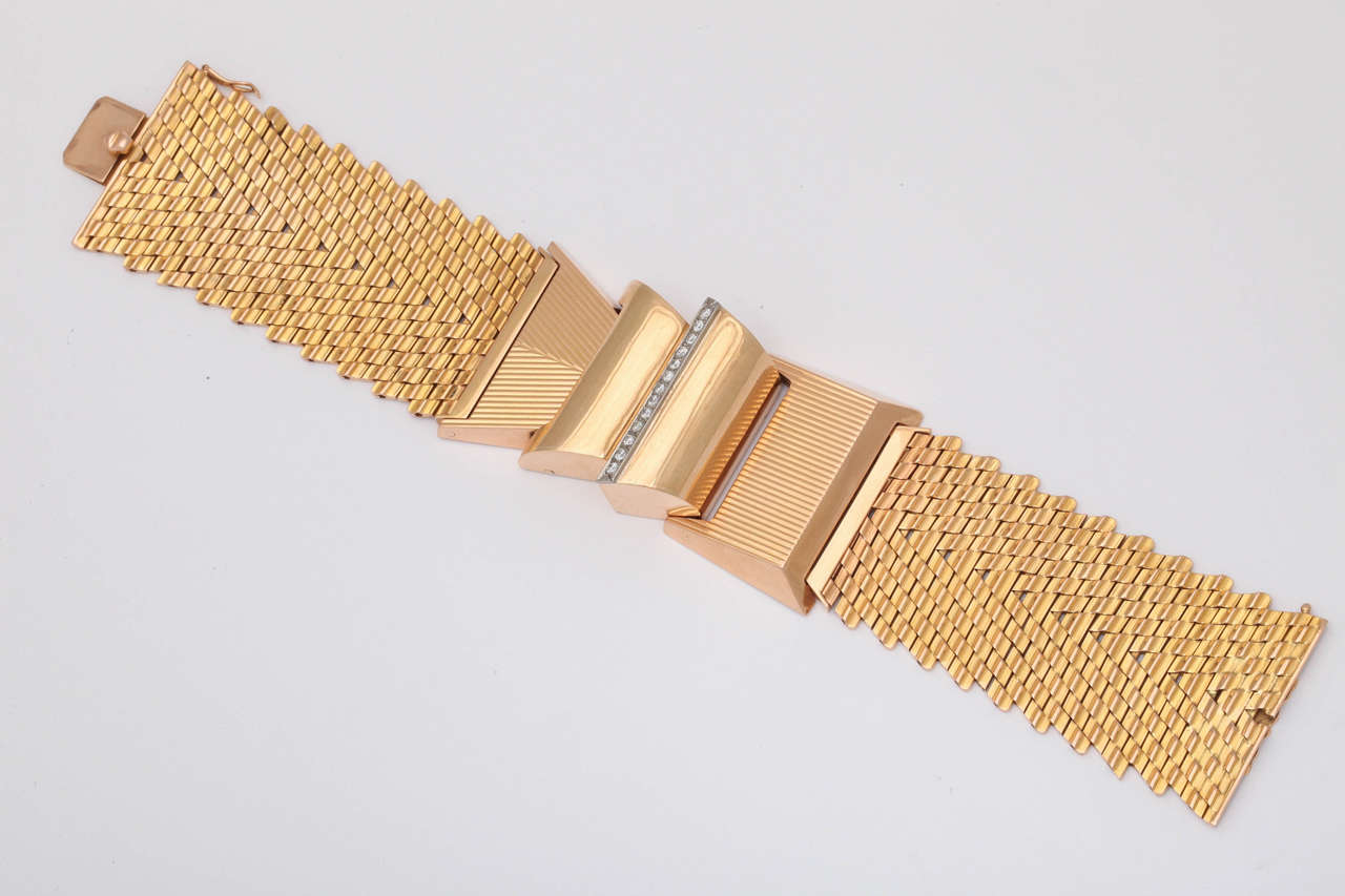Retro Diamond Gold Bracelet For Sale 3
