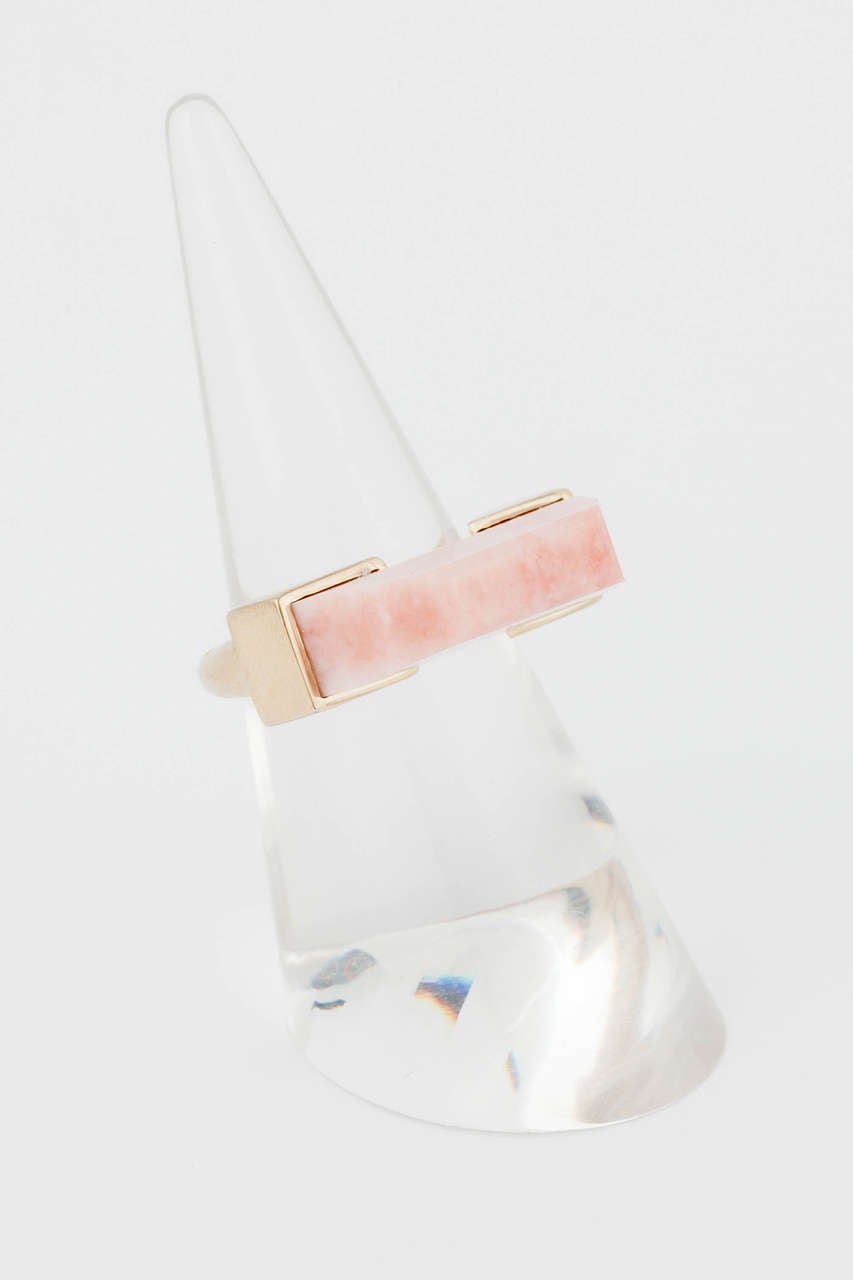 Pink Opal Yellow Gold Thin Ring
