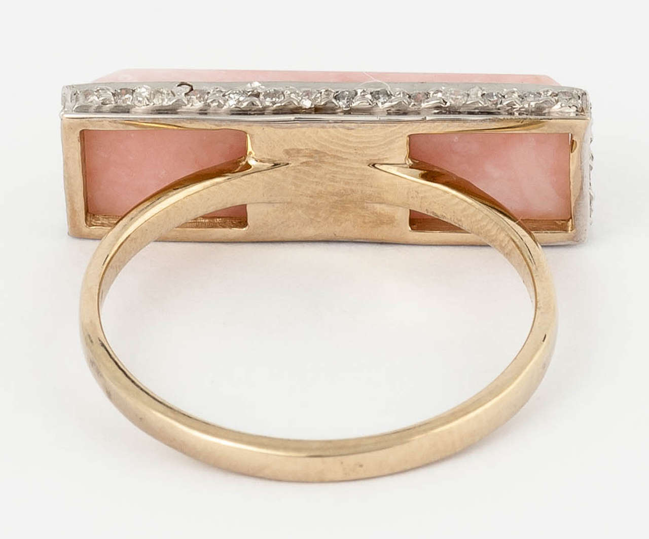 Women's Pink Opal Gold Diamond Horizontal Band Ring