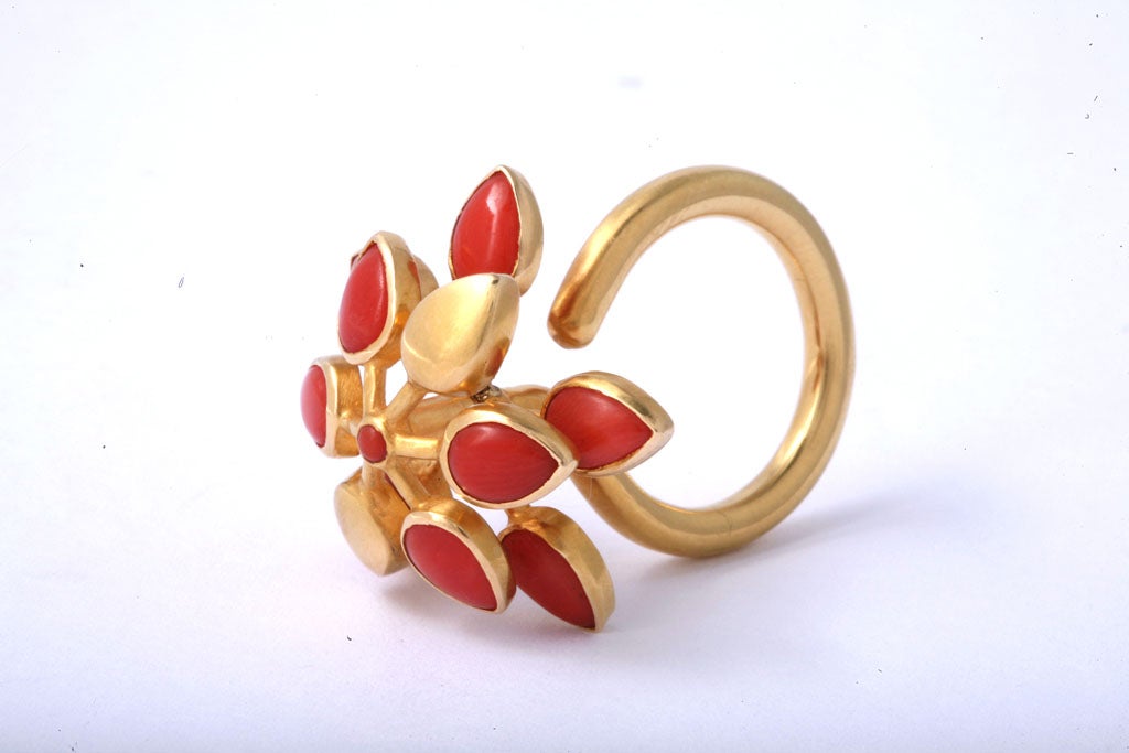 Contemporary Spinning Coral Flower Ring