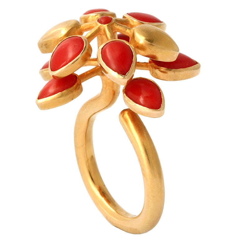 Spinning Coral Flower Ring
