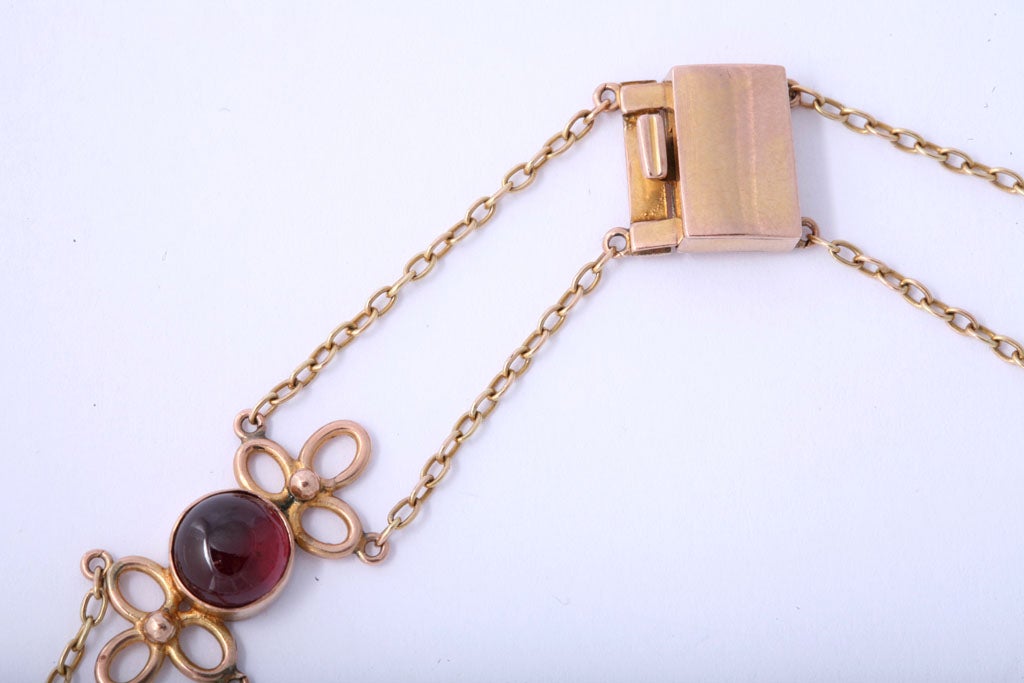 EARLY  CABOCHON GARNET &GOLD NECKLACE 1