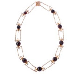 EARLY CABOCHON GARNET &GOLD NECKLACE 6