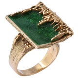 Yellow Gold &  Green Enamel Ring