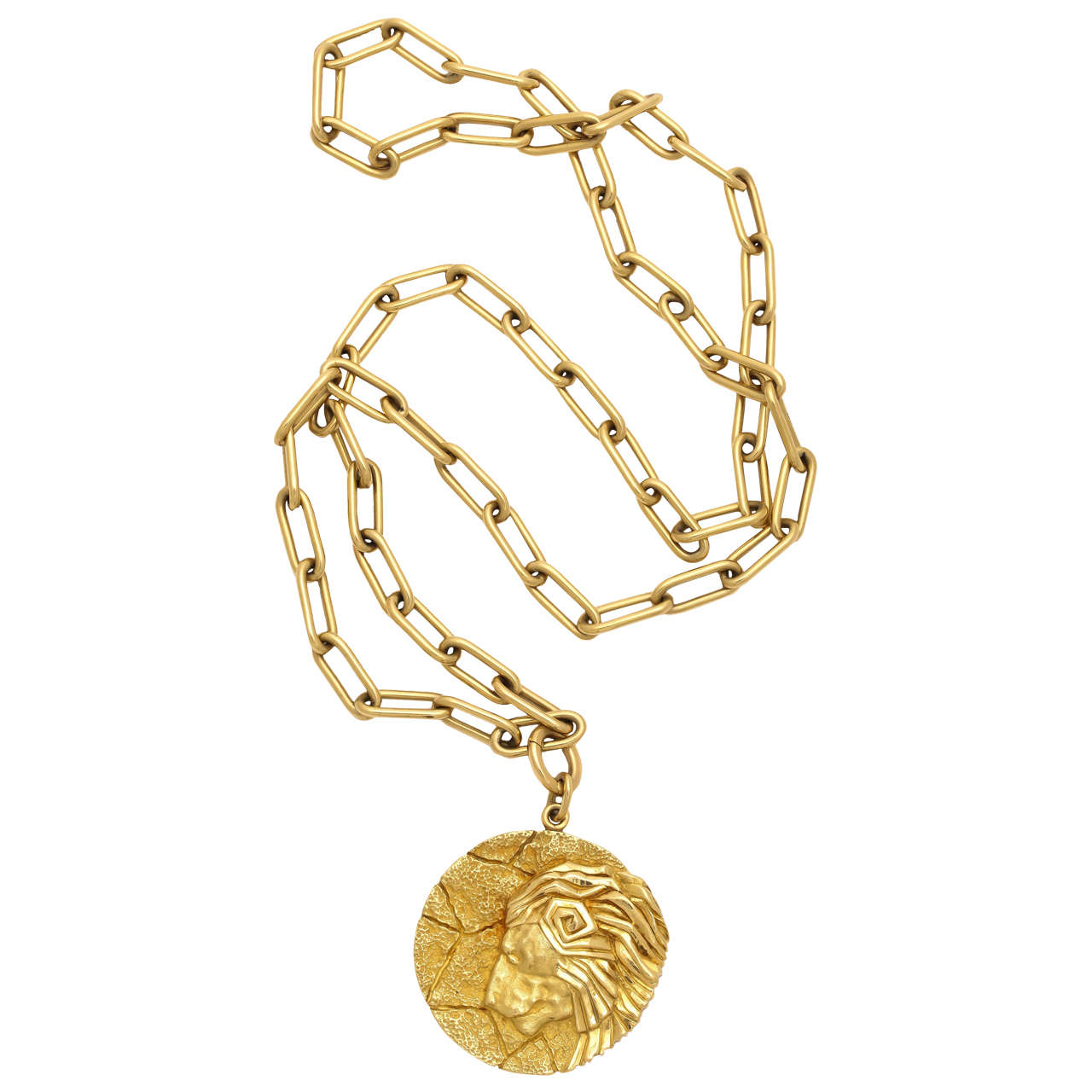 Tiffany & Co. Gold Zodiac Leo Pendant and Chain Necklace