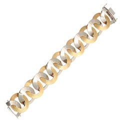 Gold two tone interlocking  1960's  circle link bracelet