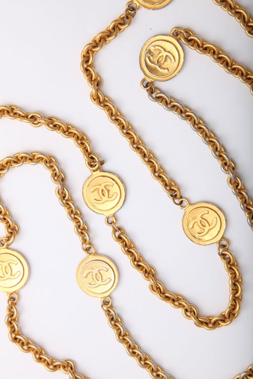 Channel Chain CHANEL gold tone classic link long chain necklace at 1stDibs | director ...