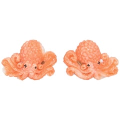 Carved Coral Octopus Cufflinks