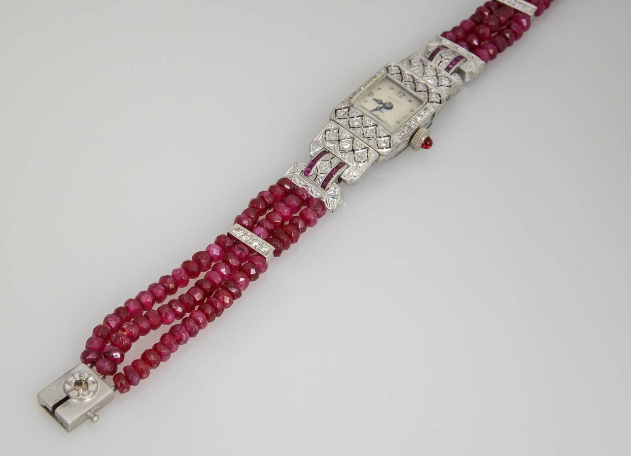 Hamilton Las Platinum Diamond Ruby Bead Bracelet Wrisch For Hamilton Las Platinum Diamond Ruby Bead Bracelet Wrisch For 3