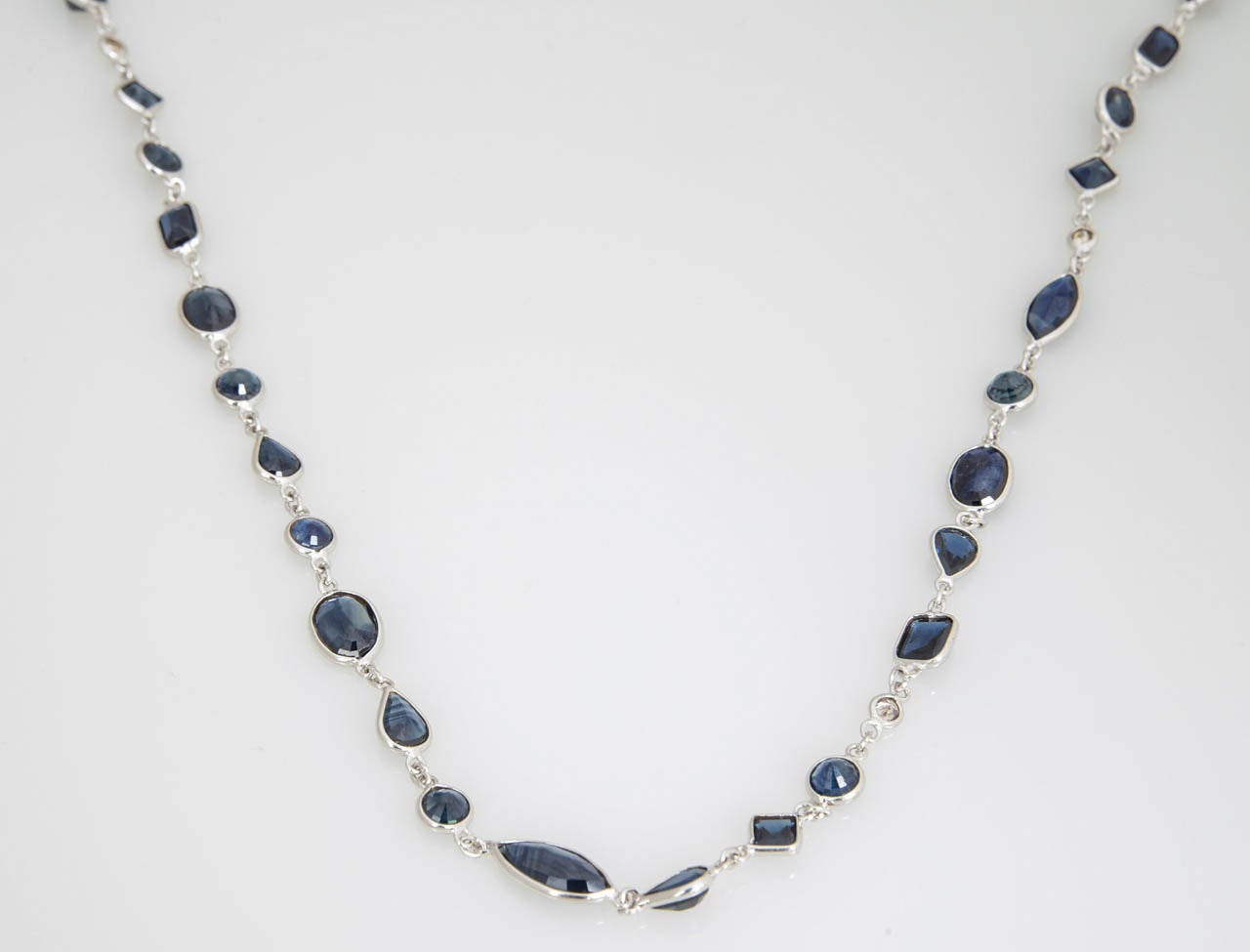 Women's Sapphire Diamond by the Yard Gold Necklace