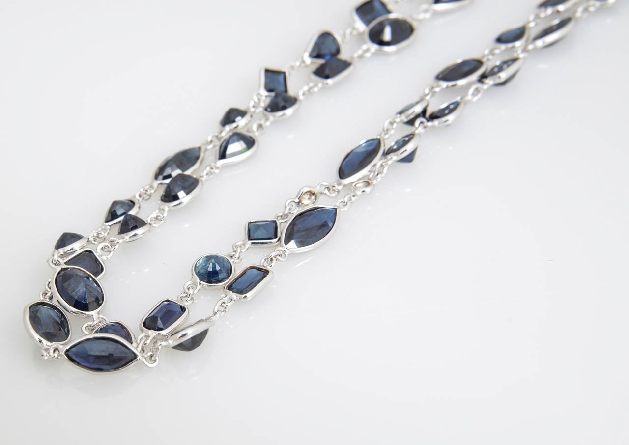 Sapphire Diamond by the Yard Gold Necklace 2