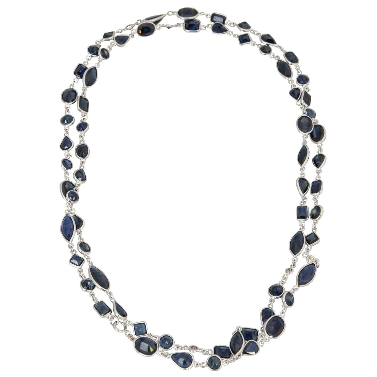 Sapphire Diamond by the Yard Gold Necklace