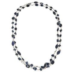 Fancy Cut Sapphire and Diamond by the Yard Gold Necklace 6