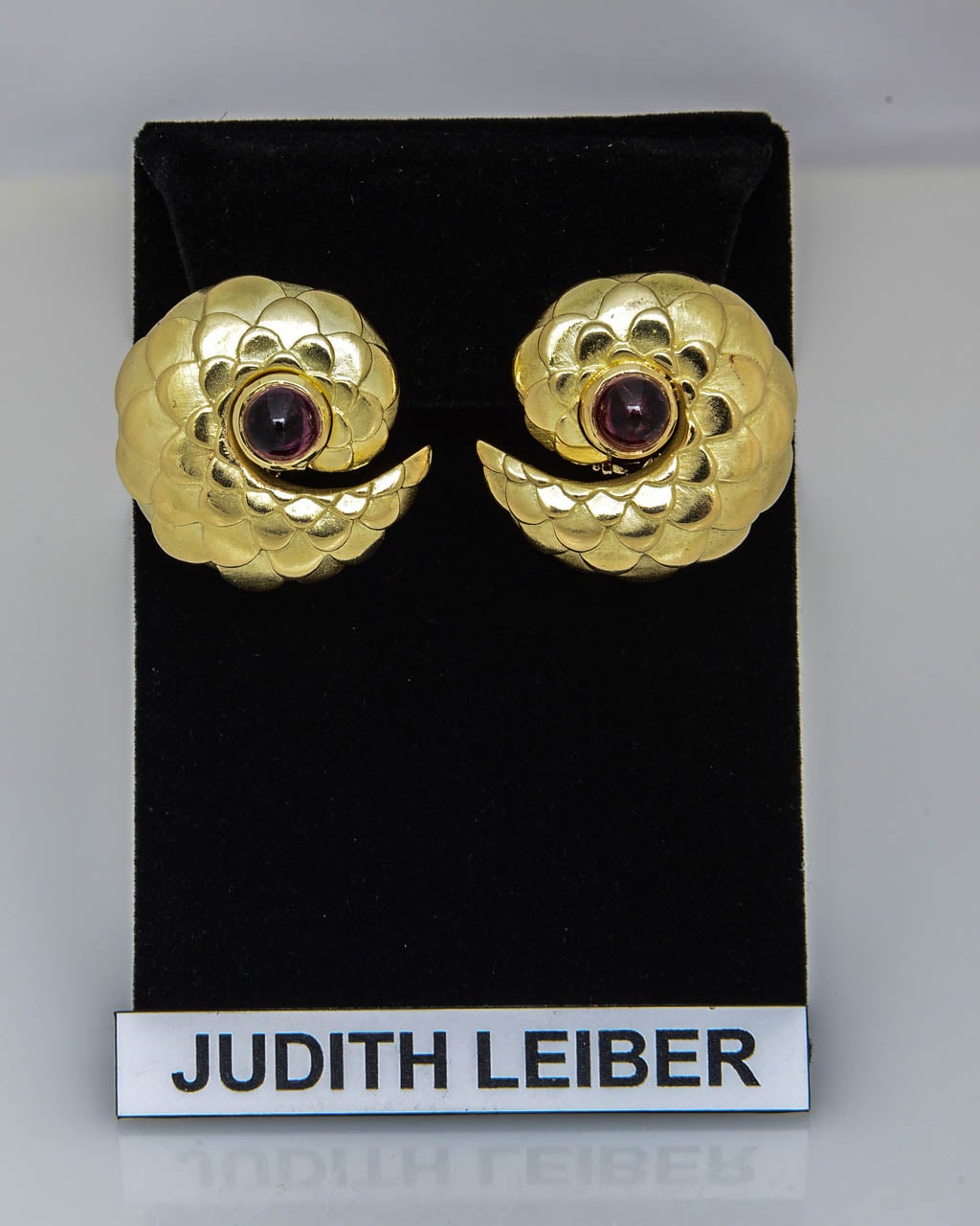 Women's Judith Leiber Tourmaline Gold Dragon Scale Earrings For Sale