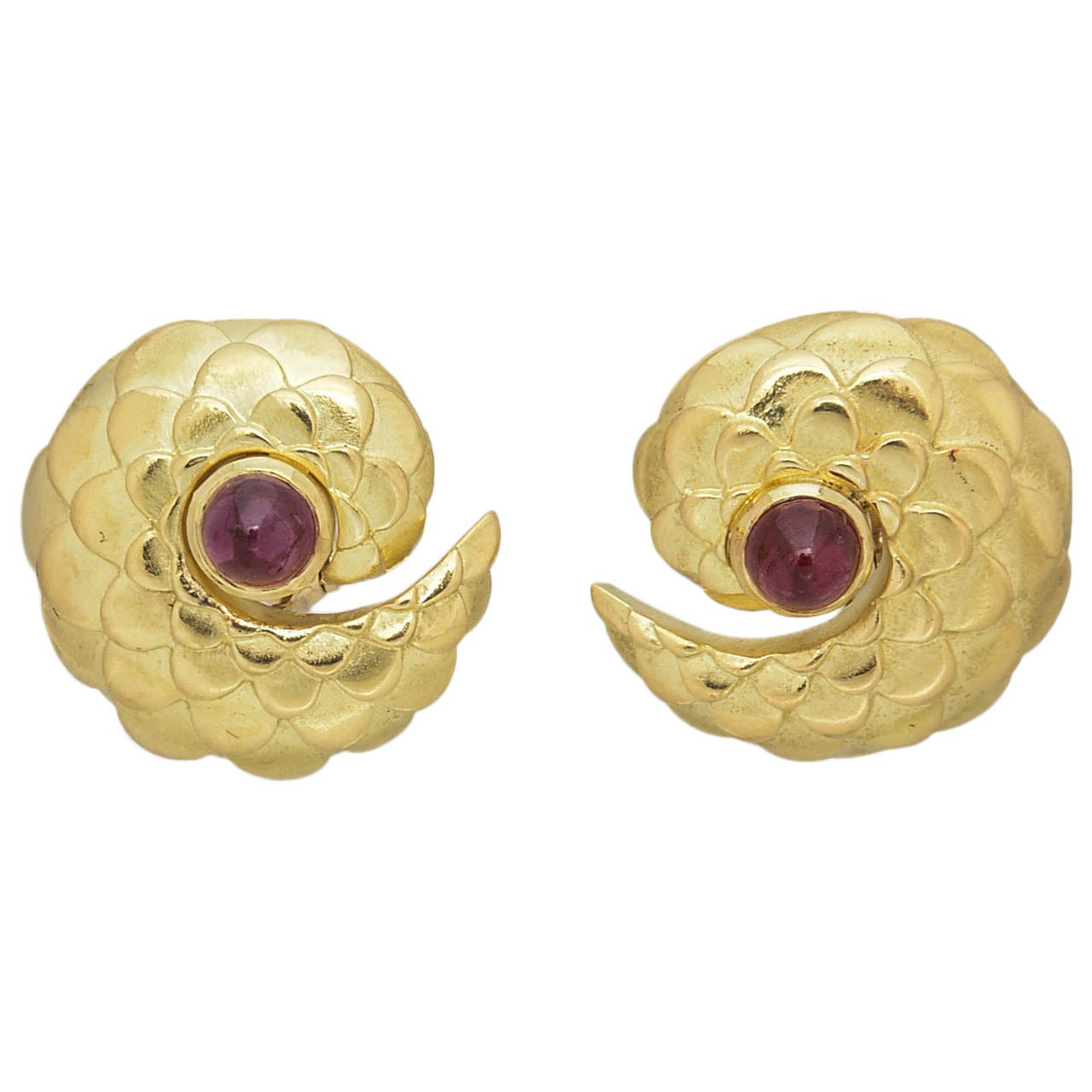 Judith Leiber Tourmaline Gold Dragon Scale Earrings