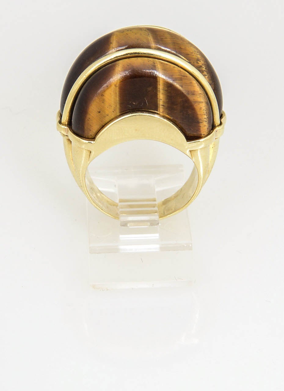 1970s Tiger's Eye and Gold Ring In Excellent Condition In Miami Beach, FL