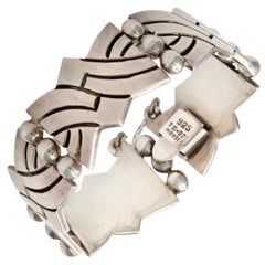 Sterling Silver Mexican Links Bracelet with Carving