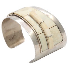 Sterling Silver Cuff with Bone Inlay