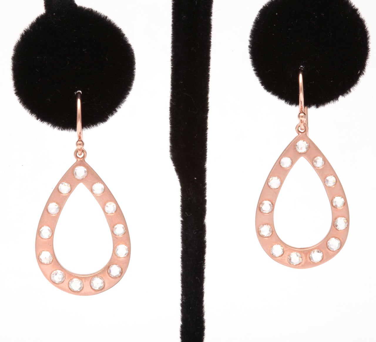 Women's Rose Gold and Rose Cut Diamond Earrings For Sale
