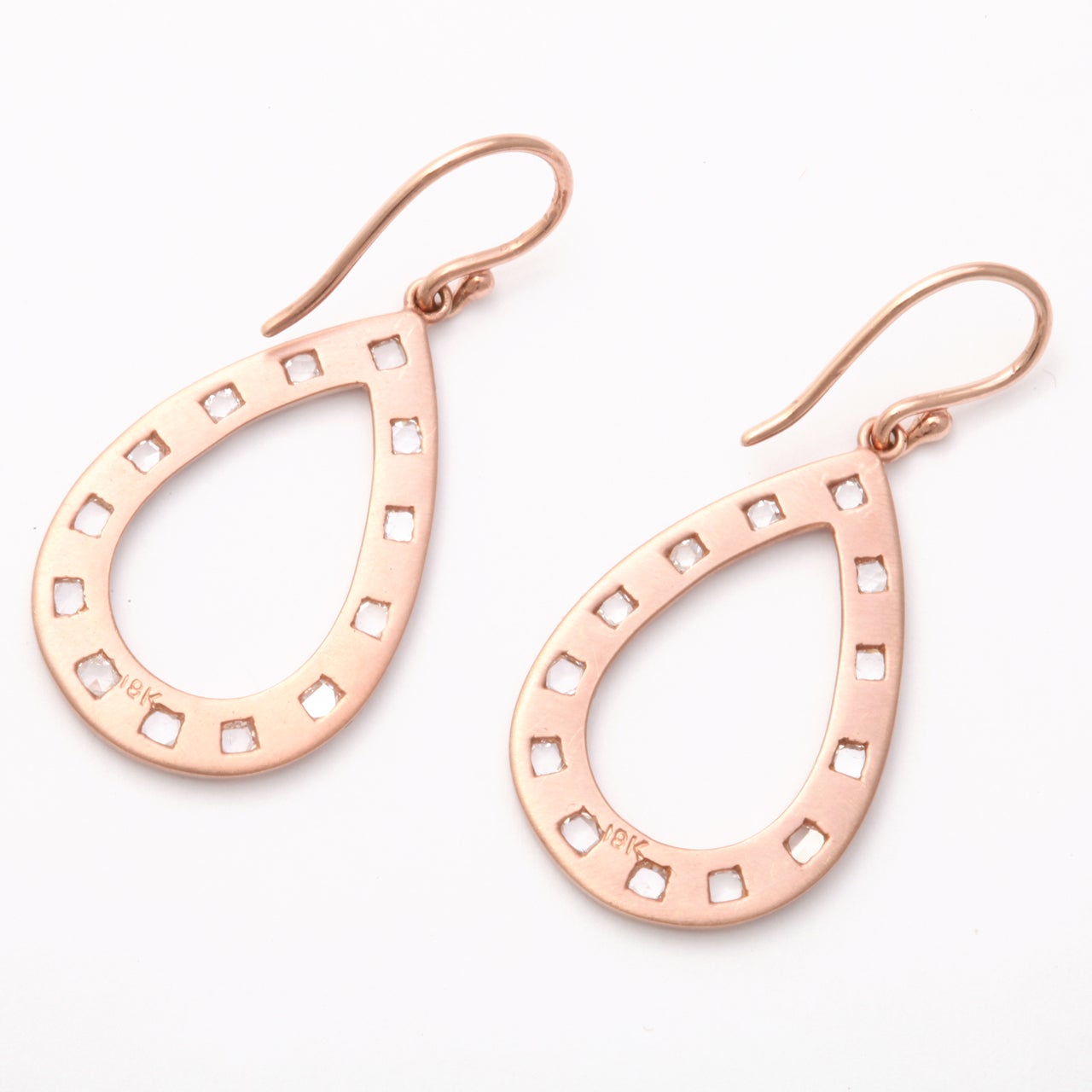 Rose Gold and Rose Cut Diamond Earrings For Sale 2
