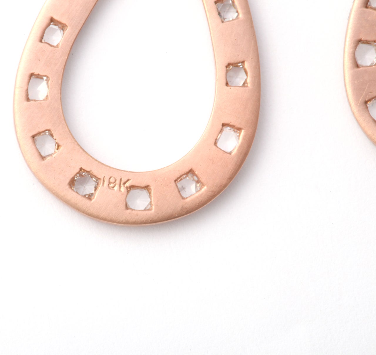 Rose Gold and Rose Cut Diamond Earrings For Sale 3