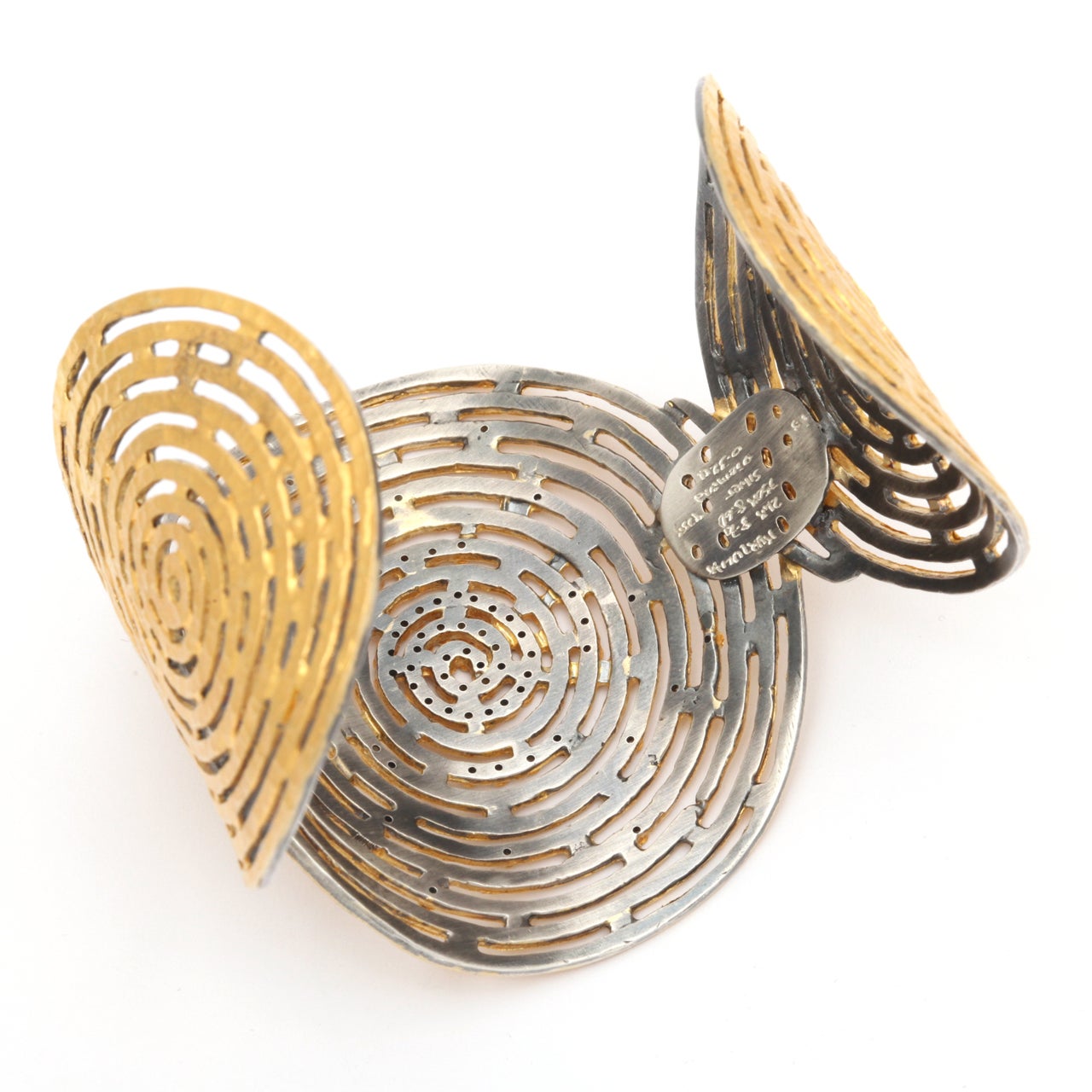 Women's sterling silver,  yellow gold and diamond cuff