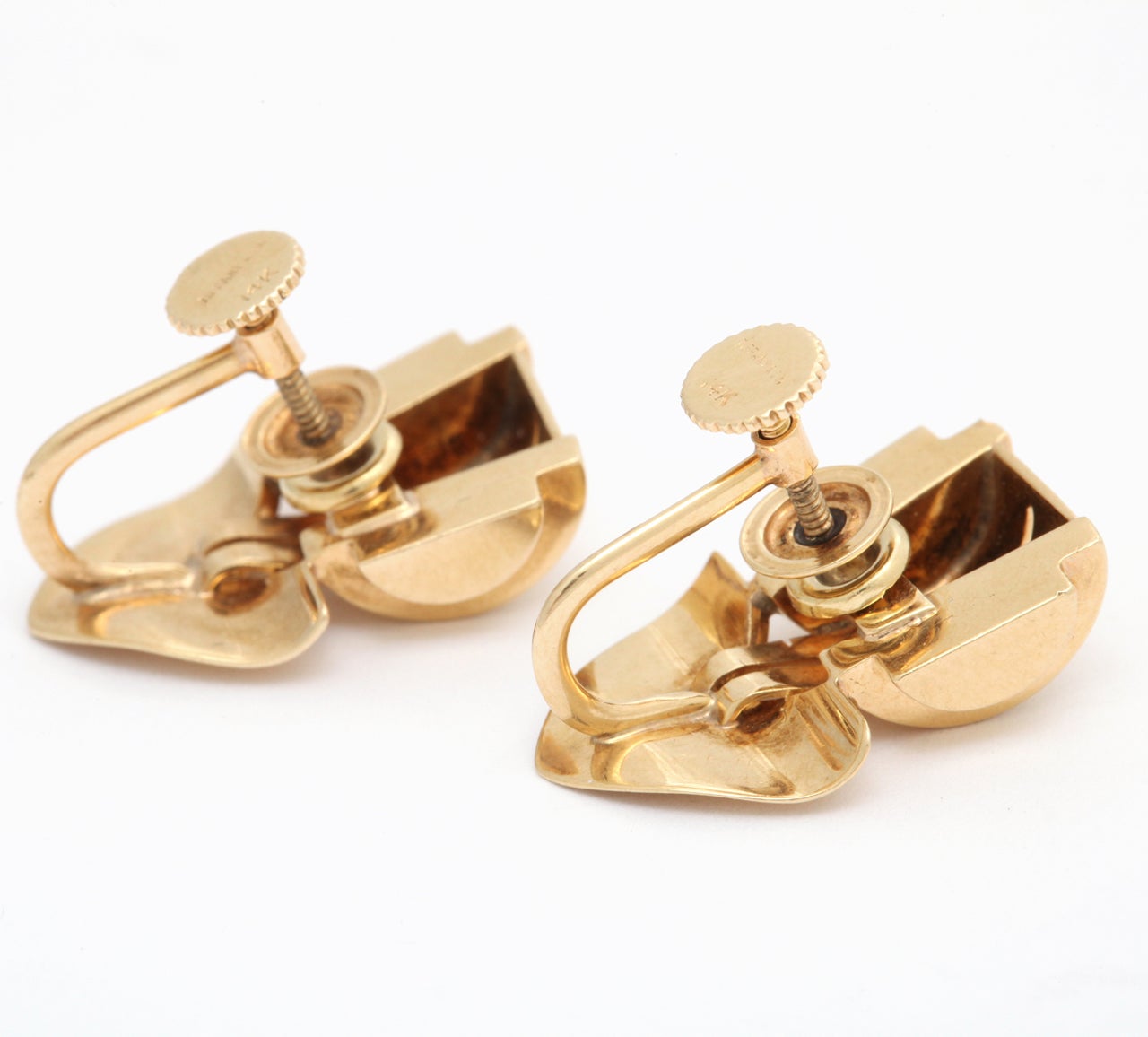 Gold Dress Clips with Matching Gold ear Screws at 1stdibs